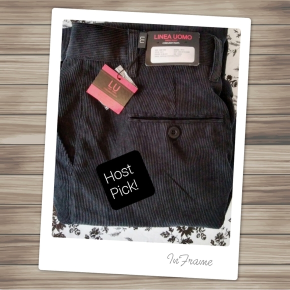 Linea Uomo Other - Linea Uomo  Men's Corduroy Black Dress Pants Size 36X34 NWT!